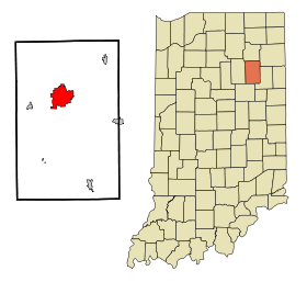 Huntington County Indiana Incorporated and Unincorporated areas Huntington Highlighted.svg