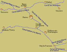 Localisation du canal latéral à l'Aisne en Champagne-Ardenne