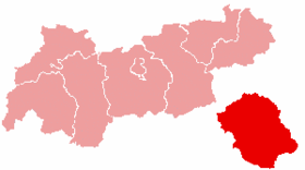 Localisation du Bezirk de Lienz dans le Land autrichien de Tyrol