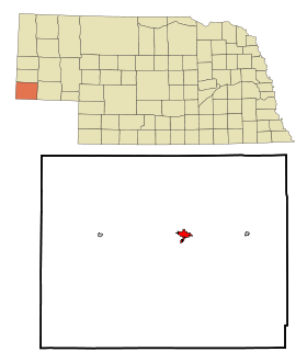 Kimball County Nebraska Incorporated and Unincorporated areas Kimball Highlighted.svg