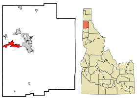 Kootenai County Idaho Incorporated and Unincorporated areas Post Falls Highlighted.svg