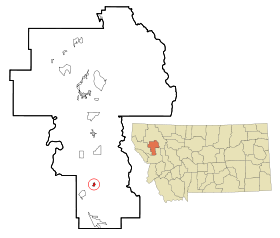 Lake County Montana Incorporated and Unincorporated areas St. Ignatius Highlighted.svg