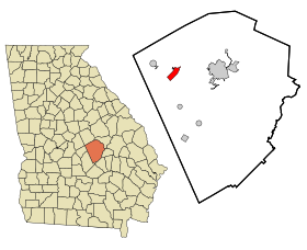 Laurens County Georgia Incorporated and Unincorporated areas Dudley Highlighted.svg