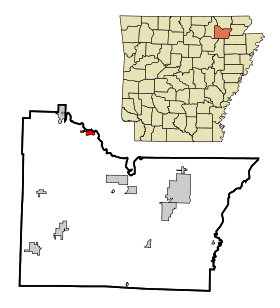Lawrence County Arkansas Incorporated and Unincorporated areas Imboden Highlighted.svg