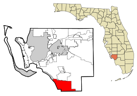 Lee County Florida Incorporated and Unincorporated areas Bonita Springs Highlighted.svg