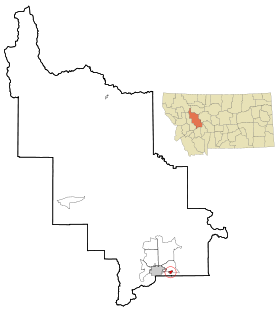 Lewis and Clark County Montana Incorporated and Unincorporated areas East Helena Highlighted.svg