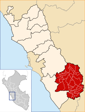 Location of the province Yauyos in Lima.svg