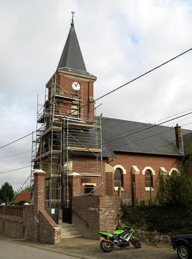 Le clocher entouré d'échafaudages en 2009.