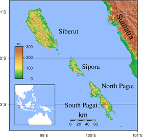 Îles Mentawai avec Sipura au centre.
