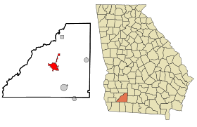 Mitchell County Georgia Incorporated and Unincorporated areas Camilla Highlighted.svg