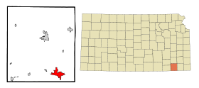 Montgomery County Kansas Incorporated and Unincorporated areas Coffeyville Highlighted.svg