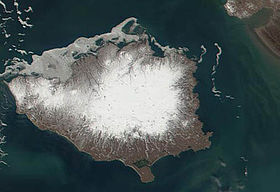Image satellite de l'île Nunivak.