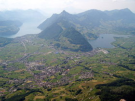 Vue aérienne de Schwytz (ville)