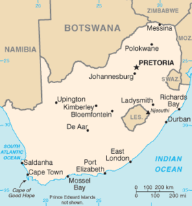 carte : Géographie de l'Afrique du Sud