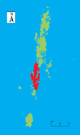 îles Andaman, avec l'île Andaman du Sud en rouge