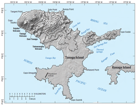 Carte topographique de l'île Tanaga.