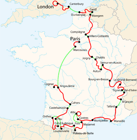 Carte des étapes du Tour 2007
