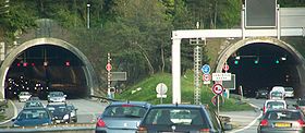 Entrées nord-ouest (côté Aix-les-Bains) des tubes du tunnel.