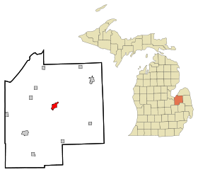 Tuscola County Michigan Incorporated and Unincorporated areas Caro Highlighted.svg