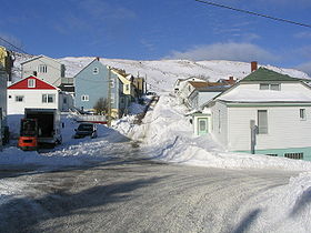 Vue d'un paysage hivernal à Saint-Pierre