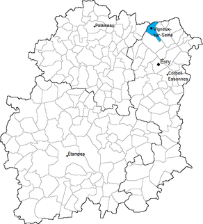 Situation du canton de Vigneux-sur-Seine dans le département Essonne