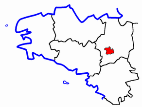 Situation du canton de Guichen dans le département Ille-et-Vilaine