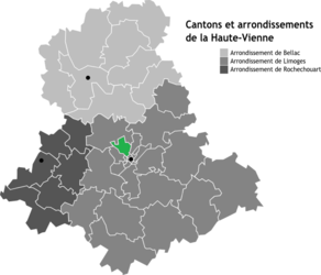 Situation du canton de Limoges-Couzeix dans le département Haute-Vienne
