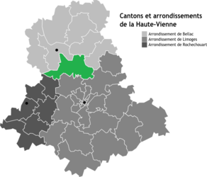 Situation du canton de Nantiat dans le département Haute-Vienne