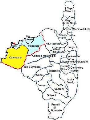 Situation du canton de Calenzana dans le département Haute-Corse