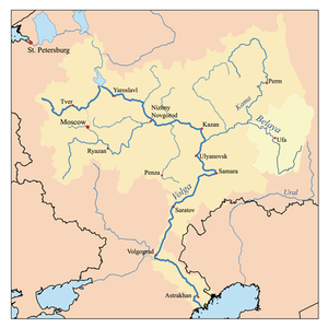 Bassin de la Volga : la Belaïa est l'affluent à l'est
