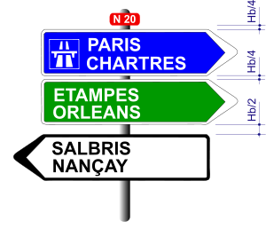 Espacement de panneaux directionnels (interdistances entre panneaux)