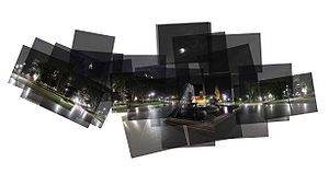 Panographie nocturne de Hyde Park à Sydney, Australie