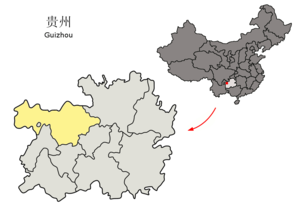 Localisation de la préfecture de Bijie (en jaune)
