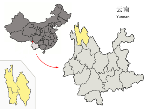 Localisation de la préfecture de Dêqên (en jaune)