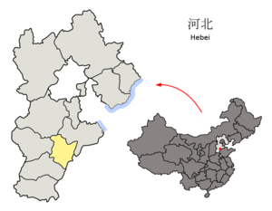 Localisation de la préfecture de Hengshui (en jaune)