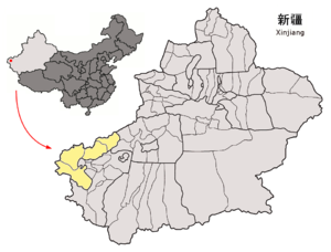 Localisation de la préfecture de Kizilsu (en jaune)