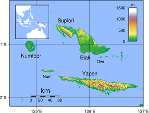 Carte des îles Schouten avec Supiori.