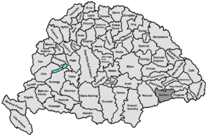 Map highlighting comitat de Szeben comté du royaume de Hongrie