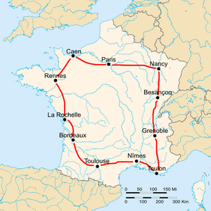 Carte des étapes du Tour 1905