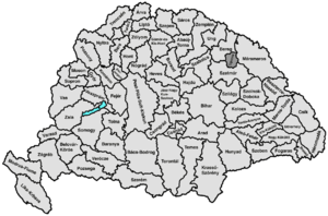 Map highlighting comitat d'Ugocsa comté du royaume de Hongrie