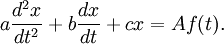 a \frac{d^2 x}{dt^2} + b\frac{dx}{dt} + cx = A f(t).