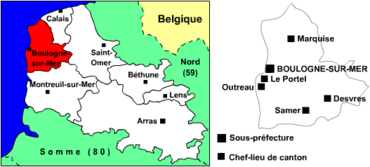 Carte de l'arrondissement de Boulogne-sur-Mer