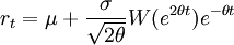  r_t=\mu+{\sigma\over\sqrt{2\theta}}W(e^{2\theta t})e^{-\theta t} 
