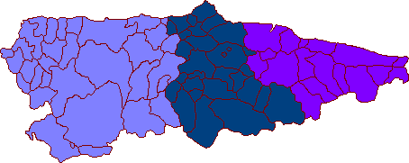 Carte des circonscriptions électorales des Asturies