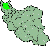Carte montrant la position de la province de l'Azerbaïdan de l'Est en Iran
