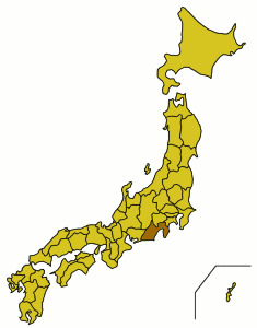 Carte du Japon avec la Préfecture de Shizuoka mise en évidence