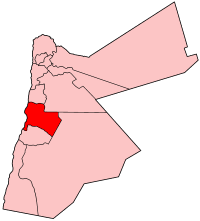 Carte montrant la position de la subdivision de Karak en Jordanie