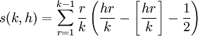 s(k,h)= \sum_{r=1}^{k-1}{\frac{r}{k}\left( \frac{hr}{k} - \left[ \frac{hr}{k}\right] - \frac{1}{2} \right)}