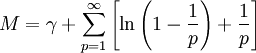 M = \gamma + \sum_{p=1}^{\infty} \left[ \ln \left( 1 - \frac{1}{p} \right) + \frac{1}{p} \right]