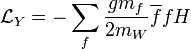 \mathcal{L}_Y = -\sum_f \frac{gm_f}{2m_W}\overline ffH